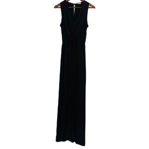 Le Lis Jumpsuit Women Medium Black Tie Flowy Wide Leg Sleeveless V Neck Comfy